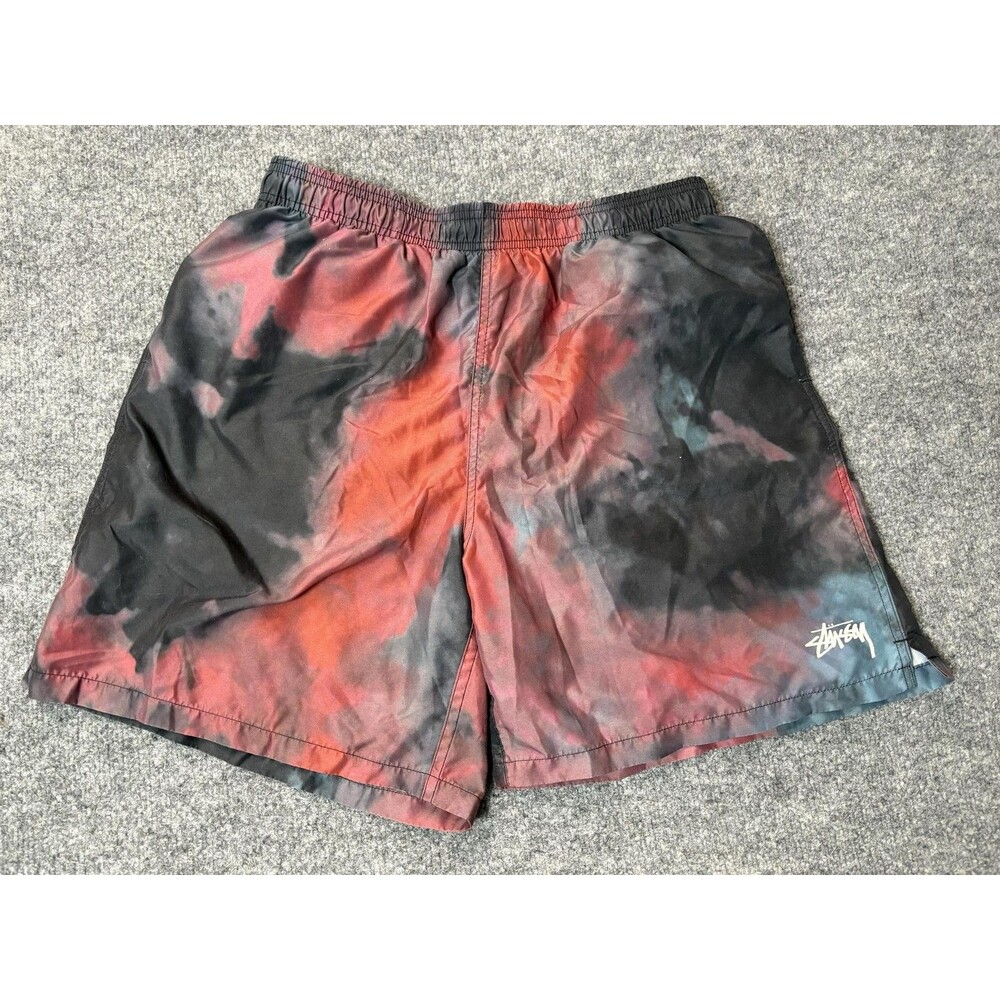 Stussy Swim Trunks Mens L Multicolor Tie Dye Elastic Waist Back Pocket Casual